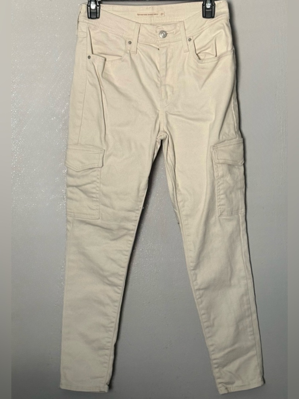 Levi's 721 High Rise Skinny Cargo Jeans Off white/Safari Tan 27